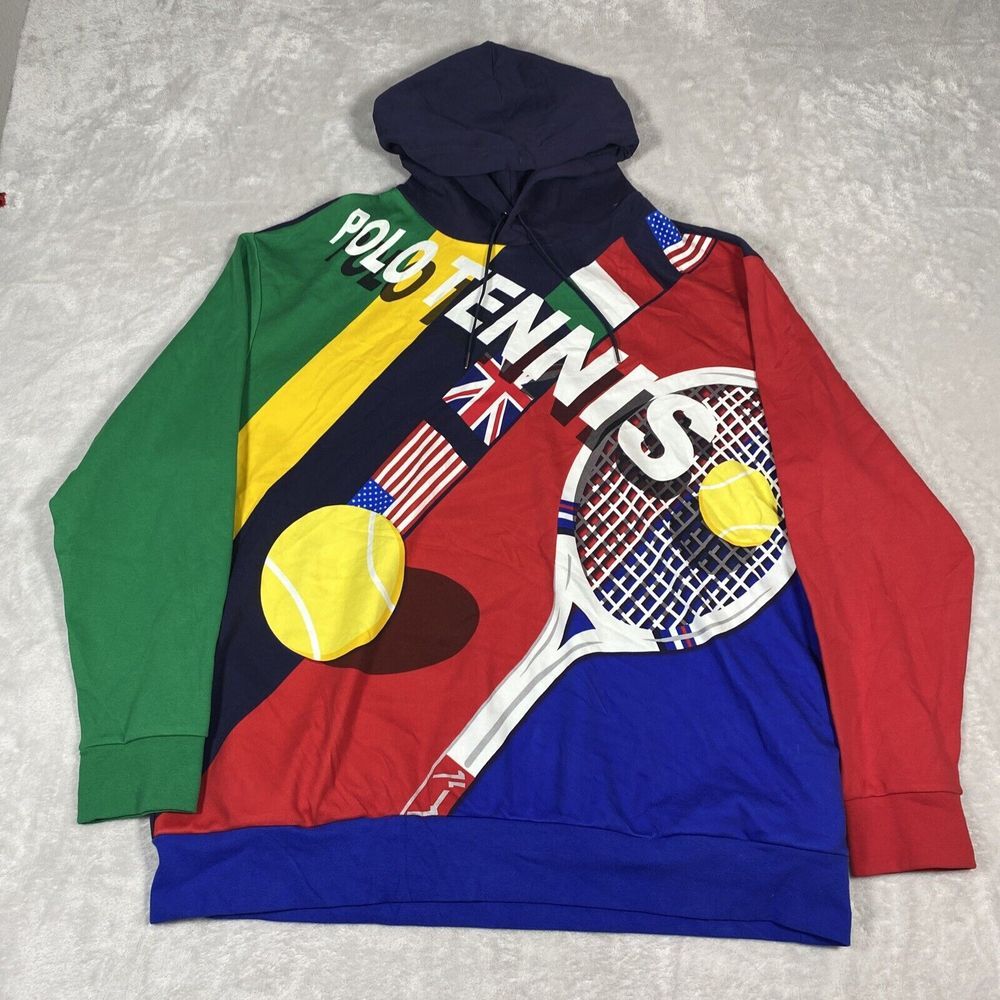 POLO RALPH LAUREN Men's Big‎ & Tall TENNIS PRINT Sweatshirt Hoodie NEW NWOT 1XB